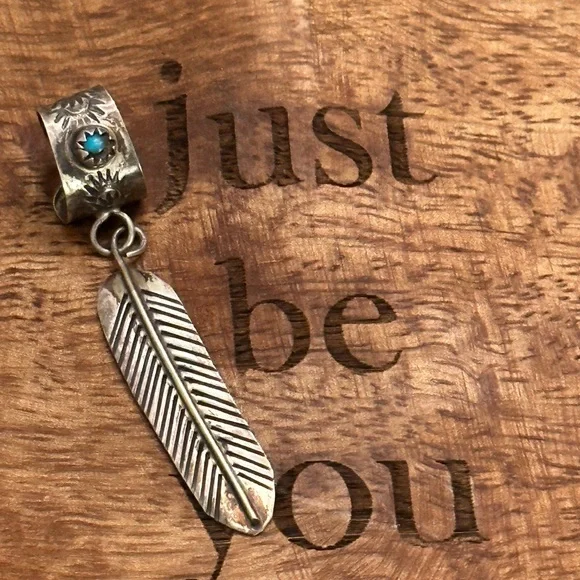 Jewelry Vintage Turquoise Sterling Silver Feather Ear Cuff